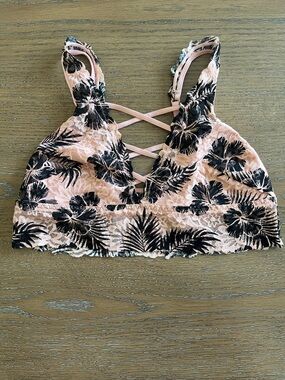 PINK Victoria's Secret Pink Lace Bralette with Black Tropical Print Size Small